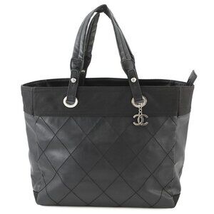 CHANEL Paris-Biarritz Tote Bag Size MM Leather/Canvas Black A34209